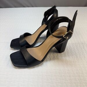 Elegant A New Day Black Block Heel Sandals Size 8
